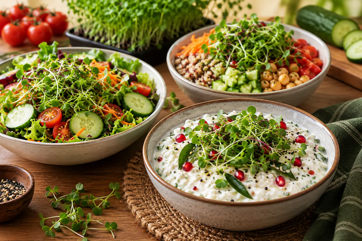 Finish Salads and Curd Rice with microgreens