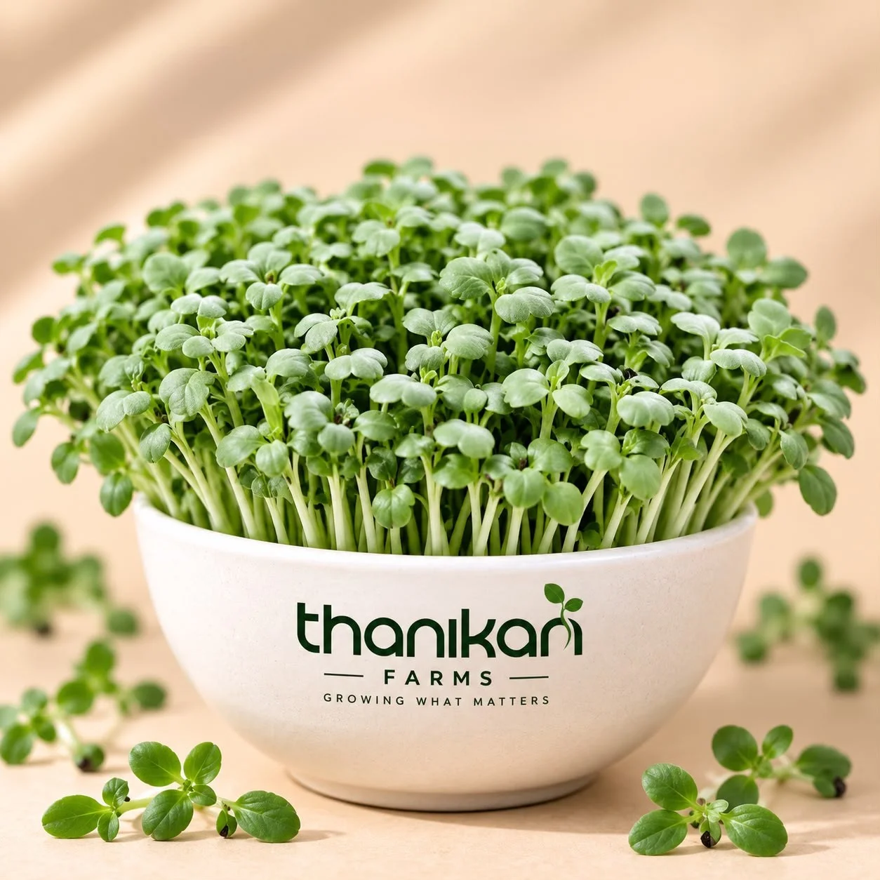 Basil Microgreens grown in Tiruchengode at Thanikan Farms