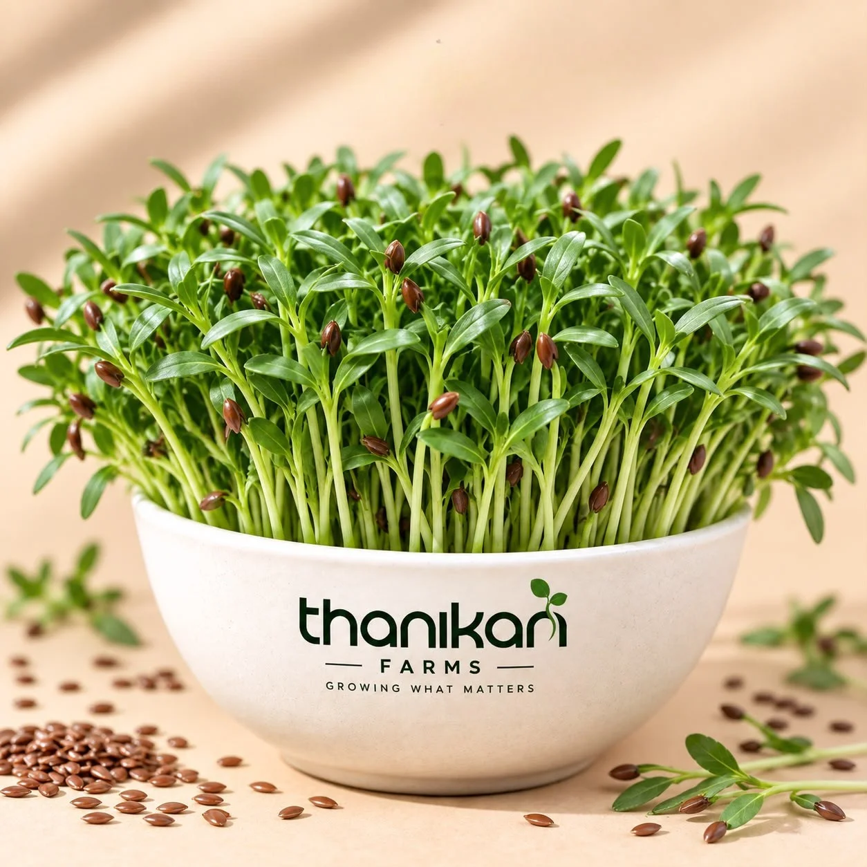 Flax Microgreens grown in Tiruchengode at Thanikan Farms
